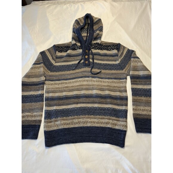 Faherty Blue and Tan Striped Hoodie - Picture 1 of 10